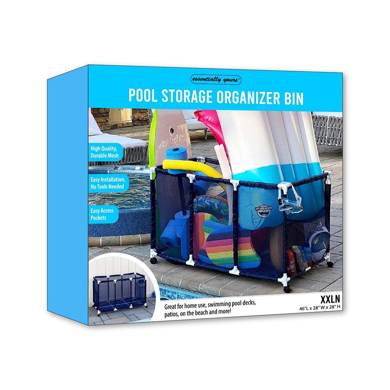 Essentially Yours Pool Noodles Holder, Toys, Balls and Floats Equipment Mesh Rolling Storage Organizer Bin, Kids Height, Large, (43" W x 25" L x 28" H), White Style 563009 - Image 2